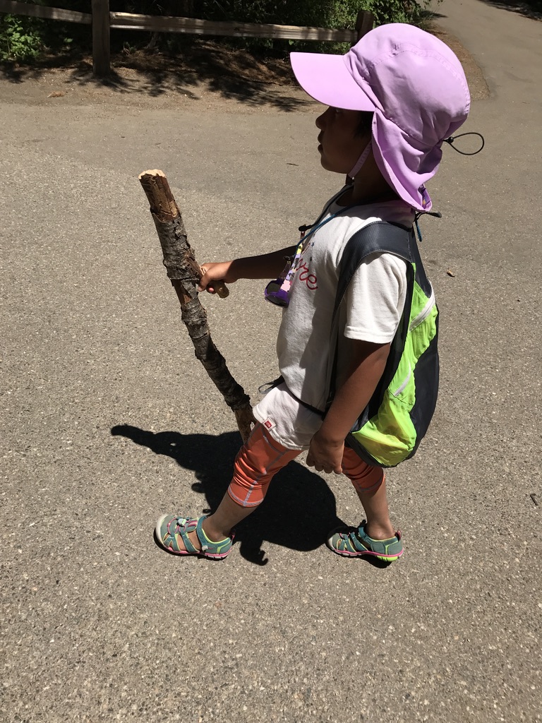 Child drawing with sticks